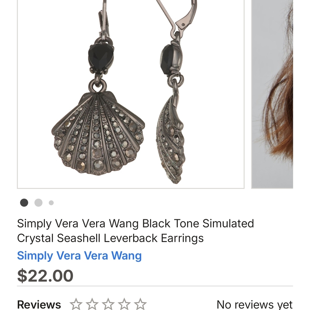SET...Simply Vera Vera Wang Black Shell Crystal Earrings